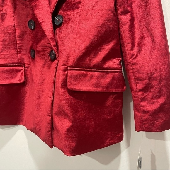 Free People Velvet Ashby Blazer in Cherry Juice Red Oversized Blogger Favorite - Picture 10 of 16